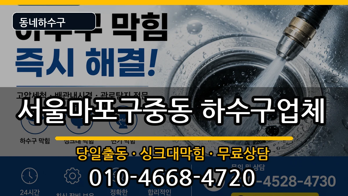 서울마포구중동 하수구막힘 증상 처리 안내 이미지 3