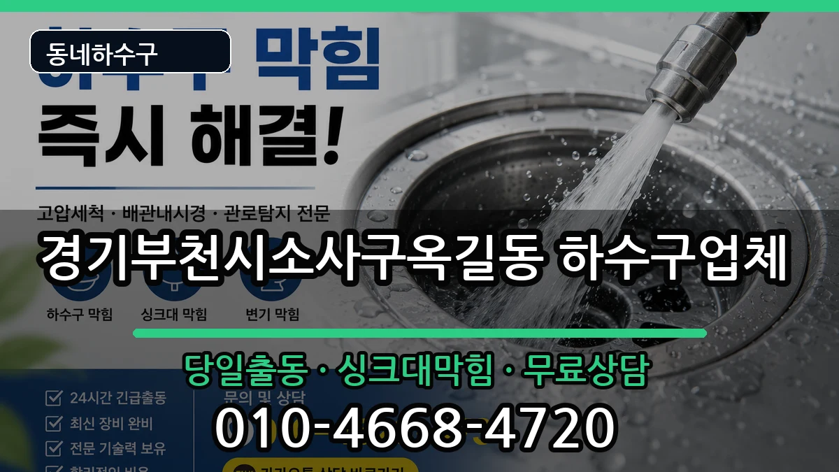 경기부천시소사구옥길동 하수구막힘 경기부천시소사구옥길동 하수구막힘 증상 처리 안내 이미지 1