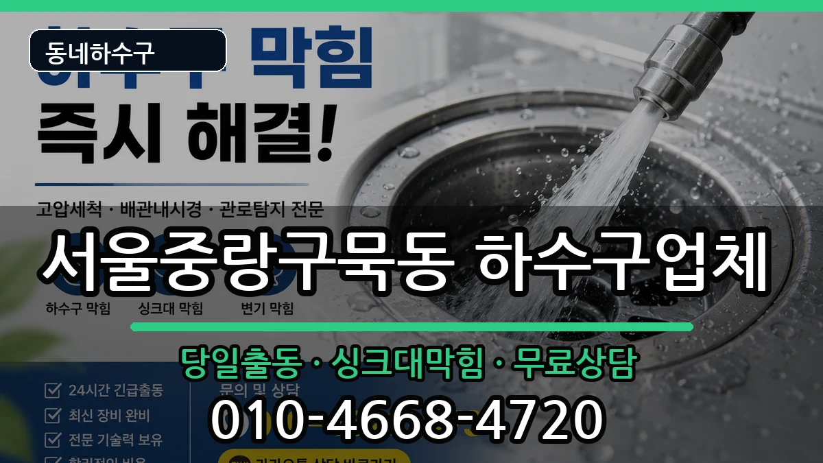 서울중랑구묵동 하수구막힘 증상 처리 안내 이미지 1