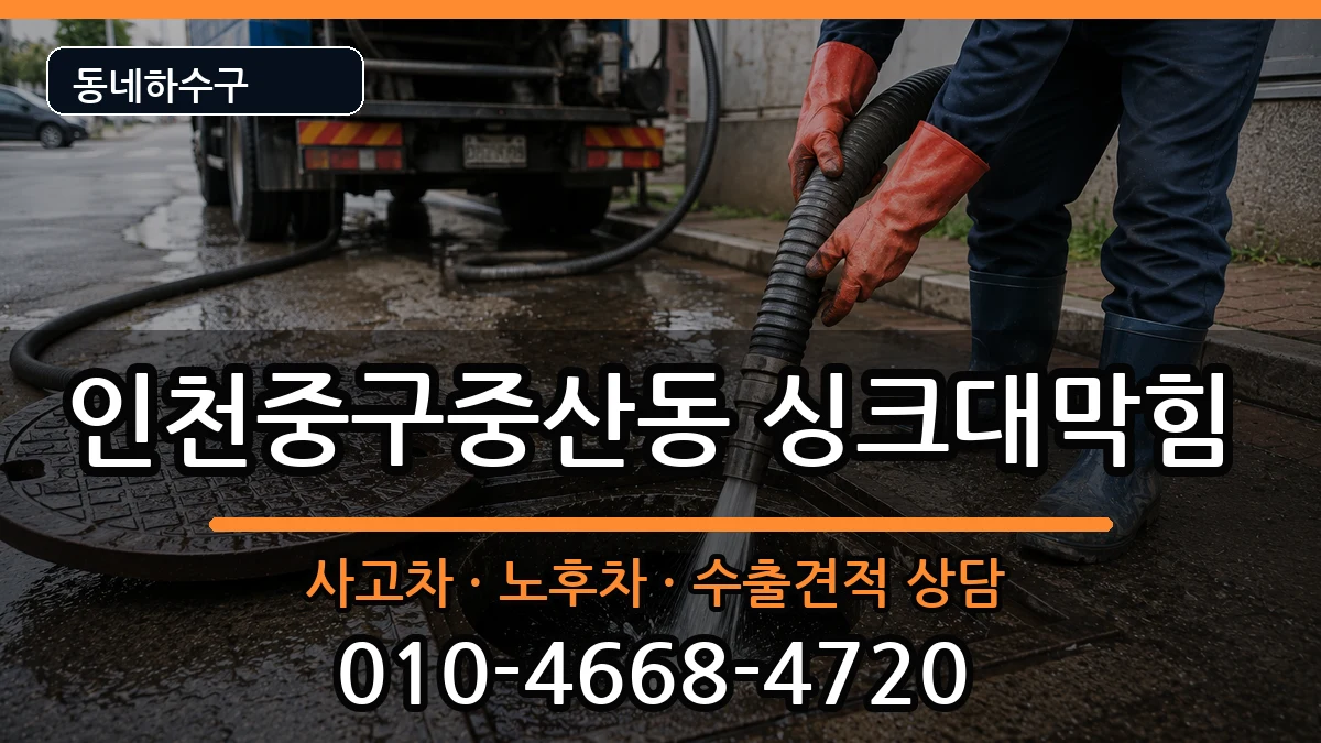 인천중구중산동  싱크대막힘 정보형