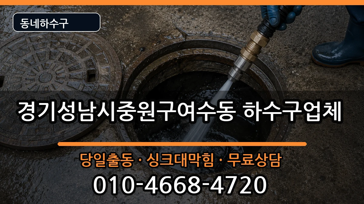 경기성남시중원구여수동 하수구막힘 경기성남시중원구여수동 하수구막힘 증상 처리 안내 이미지 1