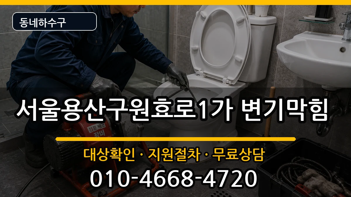 서울용산구원효로1가 변기막힘 증상 처리 안내 이미지 1