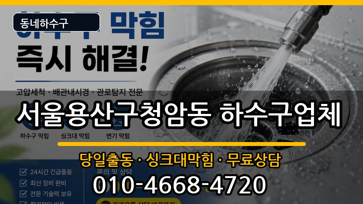 서울용산구청암동 하수구막힘 증상 처리 안내 이미지 1