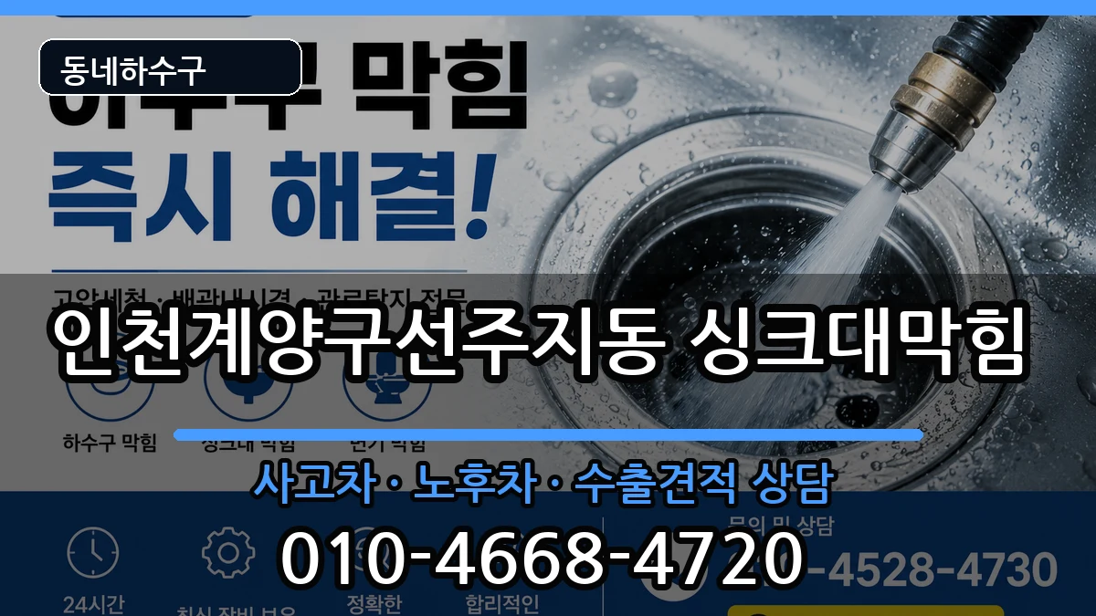 인천계양구선주지동 싱크대막힘 증상 처리 안내 이미지 1