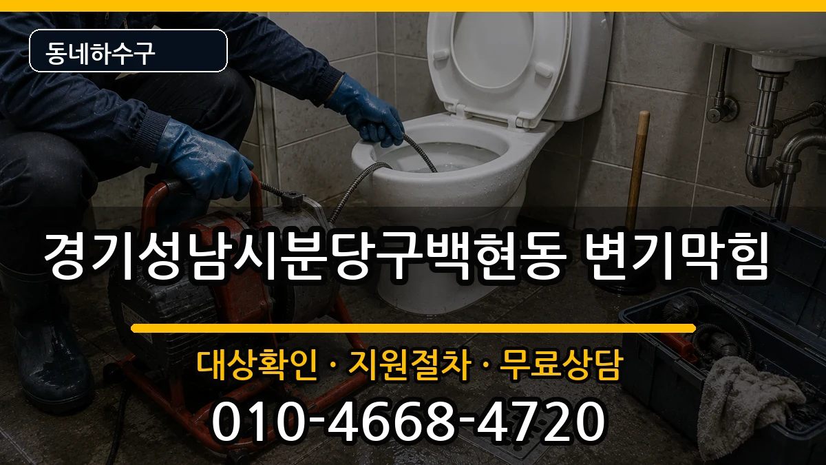 경기성남시분당구백현동 변기막힘 증상 처리 안내 이미지 1