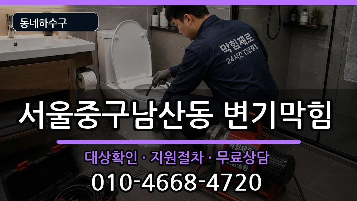 서울중구남산동 변기막힘 증상 처리 안내 이미지 3