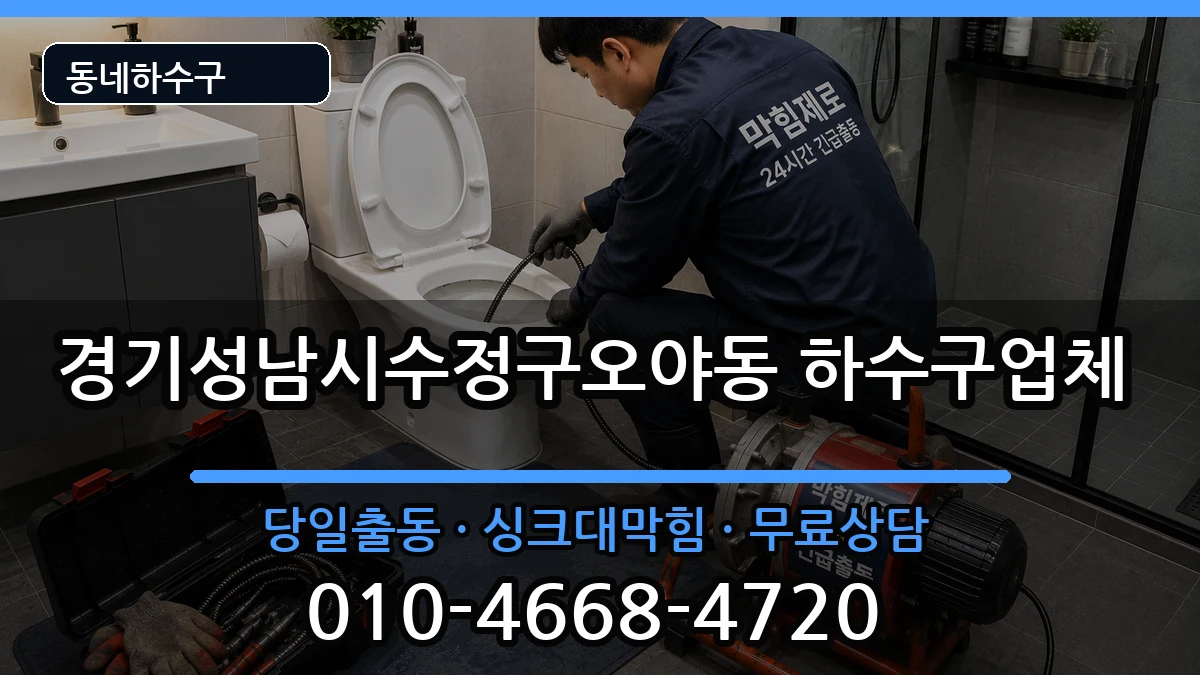 경기성남시수정구오야동 하수구막힘 경기성남시수정구오야동 하수구막힘 증상 처리 안내 이미지 1