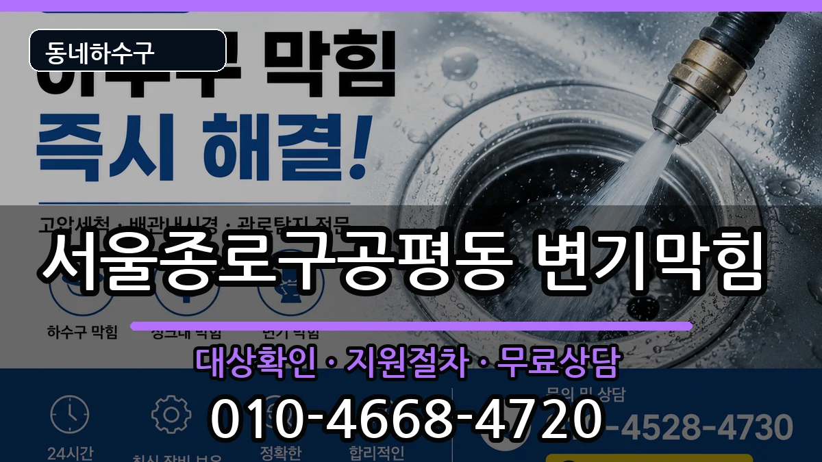 서울종로구공평동 변기막힘 증상 처리 안내 이미지 3