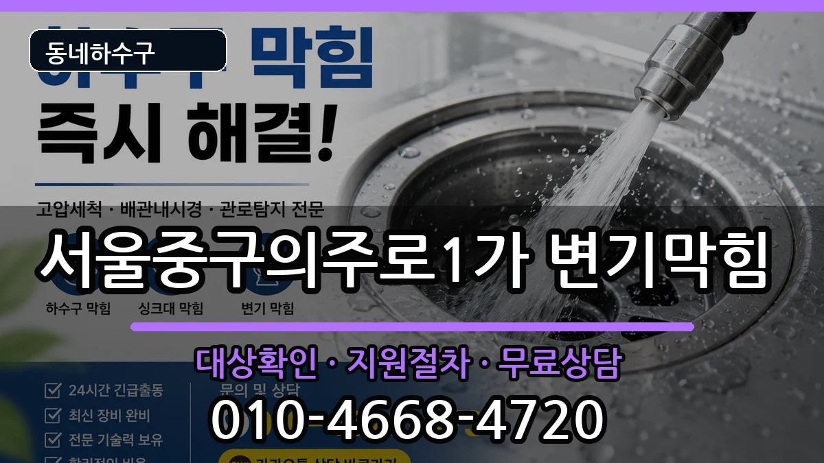 서울중구의주로1가 변기막힘 증상 처리 안내 이미지 1