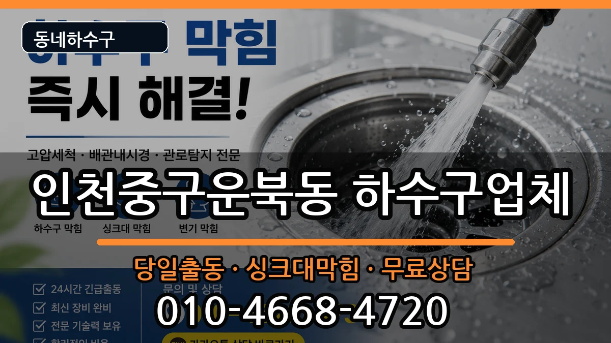인천중구운북동 하수구막힘 증상 처리 안내 이미지 2
